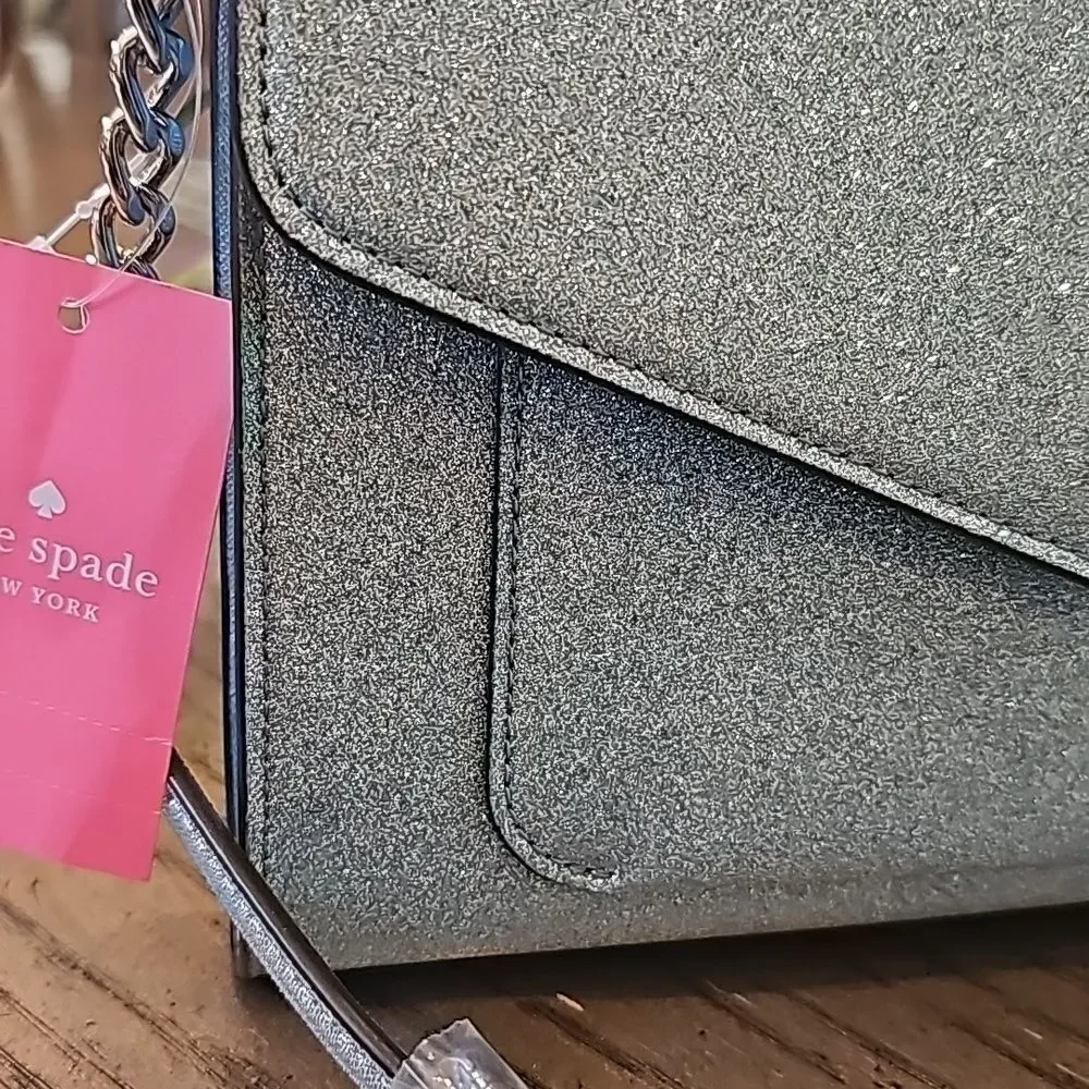 Kate Spade tinsel flap crossbody sparkly blue bag NWT